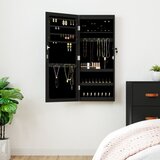 vidaXL Zidni ormarić za nakit s LED svjetlima crni Cijene
