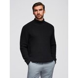 Ombre Men's sweater with a "v-neck" neckline with a shirt collar - black Cijene
