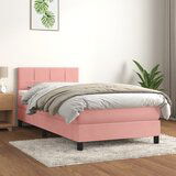 The Living Store Box spring postelja z vzmetnico roza 100x200 cm žamet - Box Spring Postelja, (21491533) Cene