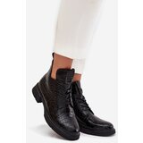 VINCEZA Leather Ankle Boots with Decorative Embossing Insulated | Shoptok.si