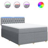 vidaXL Box spring postelja z vzmetnico svetlo siva 140x200 cm blago, (21306268) | Shoptok.si