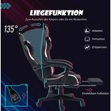  Igraća stolica s mačjim ušima naslon za leđa koji se može podesiti produživi oslonac za noge do 120 kg roza/crna | shoptok.hr