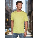DStreet T-shirt męski z haftem żółty | Shoptok.si