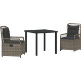 vidaXL 3-delni vrtni jedilni set sivi poli ratan | Shoptok.si