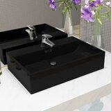  Umivaonik s otvorom za slavinu keramički crni 60,5 x 42,5 x 14,5 cm | shoptok.hr