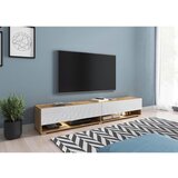 P & B nizka omarica lowa, bela, barva hrasta, led | Shoptok.si
