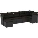 Maison Chic Seti vrtnega pohištva - Vrtna garnitura - Vrtni pohištvo set 7-delna z blazinami črn poli ratan, (21802713) | Shoptok.si