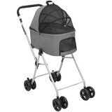  2-slojna sklopiva kolica za pse siva 83x48x97 cm tkanina oxford | shoptok.hr