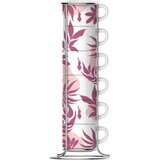 Bialetti Primavera Set of 6 espresso cups on stand - Pink Cijene
