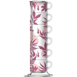 Primavera Set of 6 espresso cups on stand - Pink
