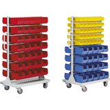 eurokraft pro Pomični regal z odprtimi skladiščnimi posodami, dvostransko, VxŠxG 1450 x 1170 x 540 mm, 98 posod | Shoptok.si
