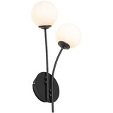 QAZQA Moderna stenska svetilka črna z opalnim steklom 2-light - Atene | Shoptok.si