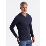Ombre Men's unprinted V-NECK longsleeve - navy blue Cijene