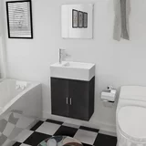  3-Dijelni Komplet Namještaja za Kupaonicu s Umivaonikom Crni