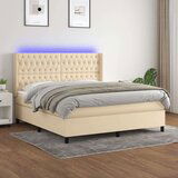  Krevet box spring s madracem LED krem 180x200 cm od tkanine Cijene