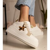Gemre White-beige sneakers decorated with glitter and a star Taleda | shoptok.hr