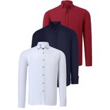 Dewberry TRIPLE SET G721 MEN'S SHIRT-NAVY-WHITE-BURGUNDY Cijene