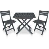  Zložljiva bistro garnitura 3-delna plastika antracitna | Shoptok.si