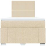 vidaXL Box spring postelja z vzmetnico krem 120x190 cm blago, (21307191) | Shoptok.si