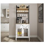Hanah home FRN-20076 WoodenWhite Coffee Bar Cabinet | ePonuda.com