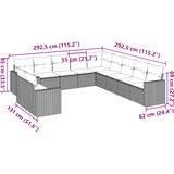  11-dijelni set vrtnih sofa od poliratana s jastucima smeđi | shoptok.hr