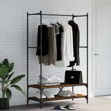  The Living Store Stojalo za oblačila s policami dimljen hrast inženirski les - Stojalo Za Oblačila, (21445073) Cene