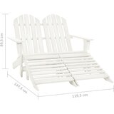  Vrtni dvosjed Adirondack od jelovine s otomanom bijeli | shoptok.hr
