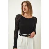 Happiness İstanbul Women's Black Lace Sara Knitted Blouse Cene