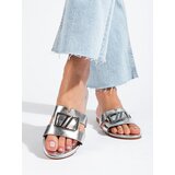 SHELOVET Flat slippers with silver decoration Cijene