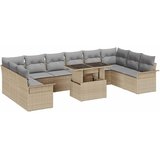  Set od 11 Dijelova Vrtne Sofe s Jastučićima Bež Poli Ratan 2-sjedalna Vrtna Sofa sa Skladištem i Jastučićima Bež Poli Ratan | shoptok.hr