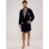 De Lafense Men's bathrobe 772 Bonjour short M-2XL navy blue 042 Cene