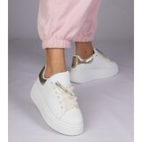  White sneakers with gold detail and rhinestone heel Floura | Shoptok.si