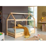 Vipack Dječji krevet od masivnog bora u obliku kućice/s dodatnim ležajem s prostorom za odlaganje 90x200 cm u prirodnoj boji DALLAS – | shoptok.hr