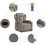 vidaXL Masažni naslonjač na podizanje od tkanine smeđesivi | shoptok.hr