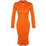 Trendyol Orange Midi Knitwear Polo Neck Dress | Shoptok.si