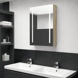vidaXL LED kopalniška omarica z ogledalom hrast 50x13x70 cm Cene