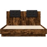  Okvir kreveta s uzglavljem LED boja dimljenog hrasta 150x200 cm | shoptok.hr