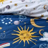 Their Nibs Bela/modra bombažna podaljšana posteljnina za zakonsko posteljo 230x220 cm Disco Space – | Shoptok.si