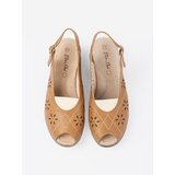 Shelvt Caramel openwork wedge sandals | Shoptok.si