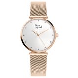 Pierre Ricaud ženski quartz swarovski point beli roze zlatni elegantni ručni sat sa roze zlatnim pancir kaišem ( p22035.91r3q ) | ePonuda.com