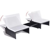Poli Ležalniki 2 kosa z mizico poli ratan črni | Shoptok.si