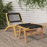 Maison Chic Vrtni Stoli - Stol za vrt z naslonom za noge trdna tikovina in poliester JS793, (21877206) | Shoptok.si
