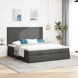 vidaXL Otomanski posteljni okvir z vzmetnicami siv 180x200 cm blago | Shoptok.si