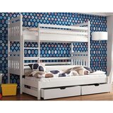Molarem Home Drveni dječji krevet na kat Seweryn s tri kreveta i ladicom - bijeli - 190x90 cm - Madrac PE pjena 8 cm-spužvasti madrac | shoptok.hr
