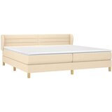  Box spring postelja z vzmetnico krem 200x200 cm blago | Shoptok.si