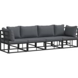 vidaXL Vrtna sedežna garnitura 4 pcs Črna 283 x 71.5 x 71 cm Aluminij | Shoptok.si