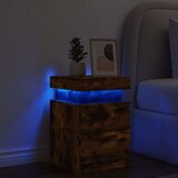 vidaXL Nočna omarica z LED lučkami dimljeni hrast 35x39x55 cm | Shoptok.si