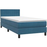 vidaXL Box spring postelja z vzmetnico temno modra 80x210 cm žamet, (21790886) | Shoptok.si