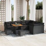  12-dijelni vrtni set sofe s jastučićima Crni Poli ratan Akacija | shoptok.hr