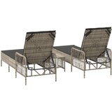  Ležaljka na suncu Set od 3 Svijetlosiva i tamnosiva PE ratan metal | shoptok.hr